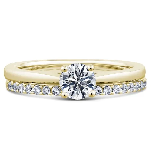 Yellow Gold Diamond Solitaire Bridal Set - Yellow Dahlia